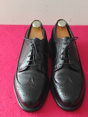Men's Black Brogue Derby Shoes - Classic Lace-Up Oxford Style